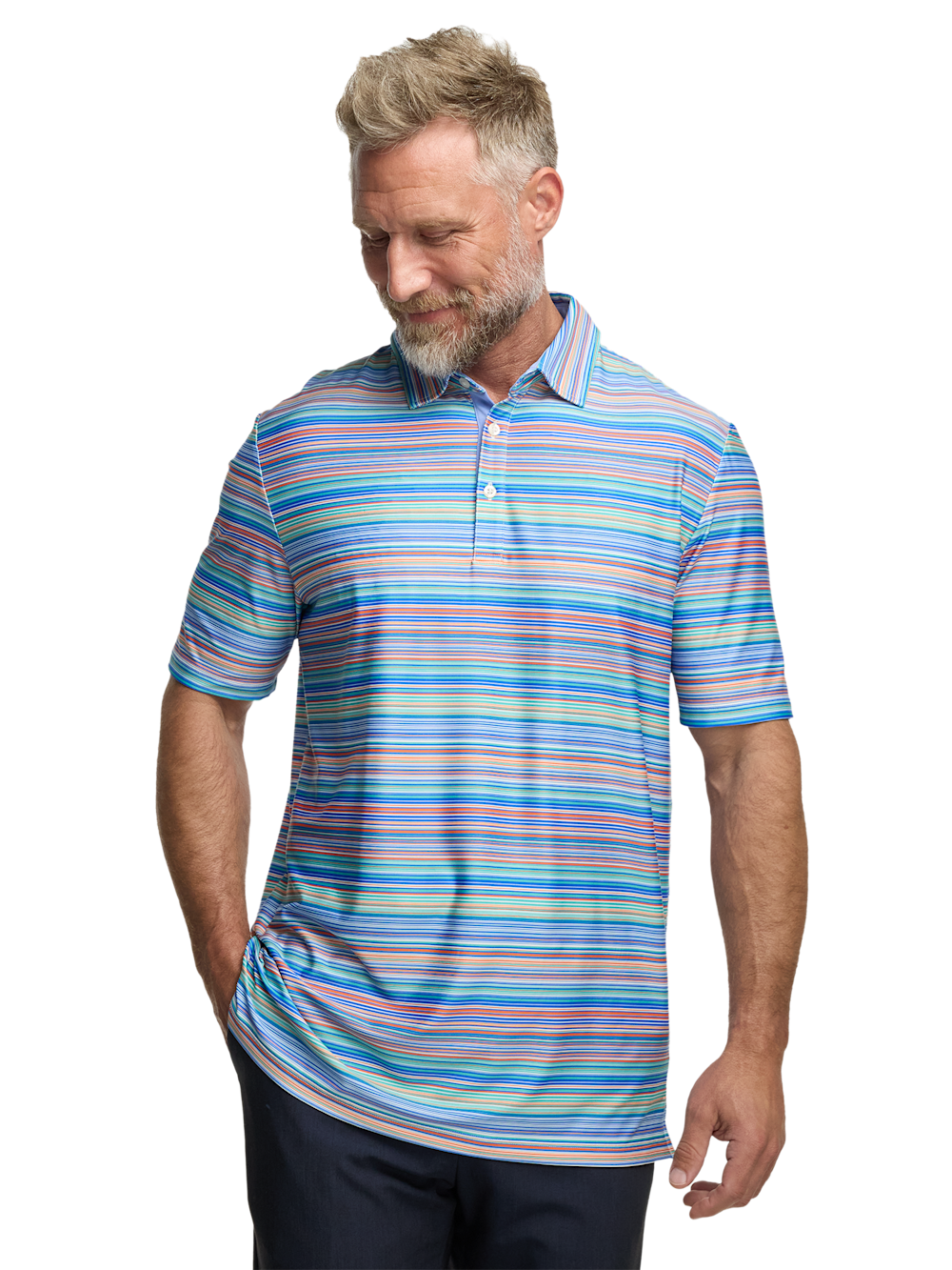 Alternate Image of Performance Blend Three Button Patterned Performance Polo-1