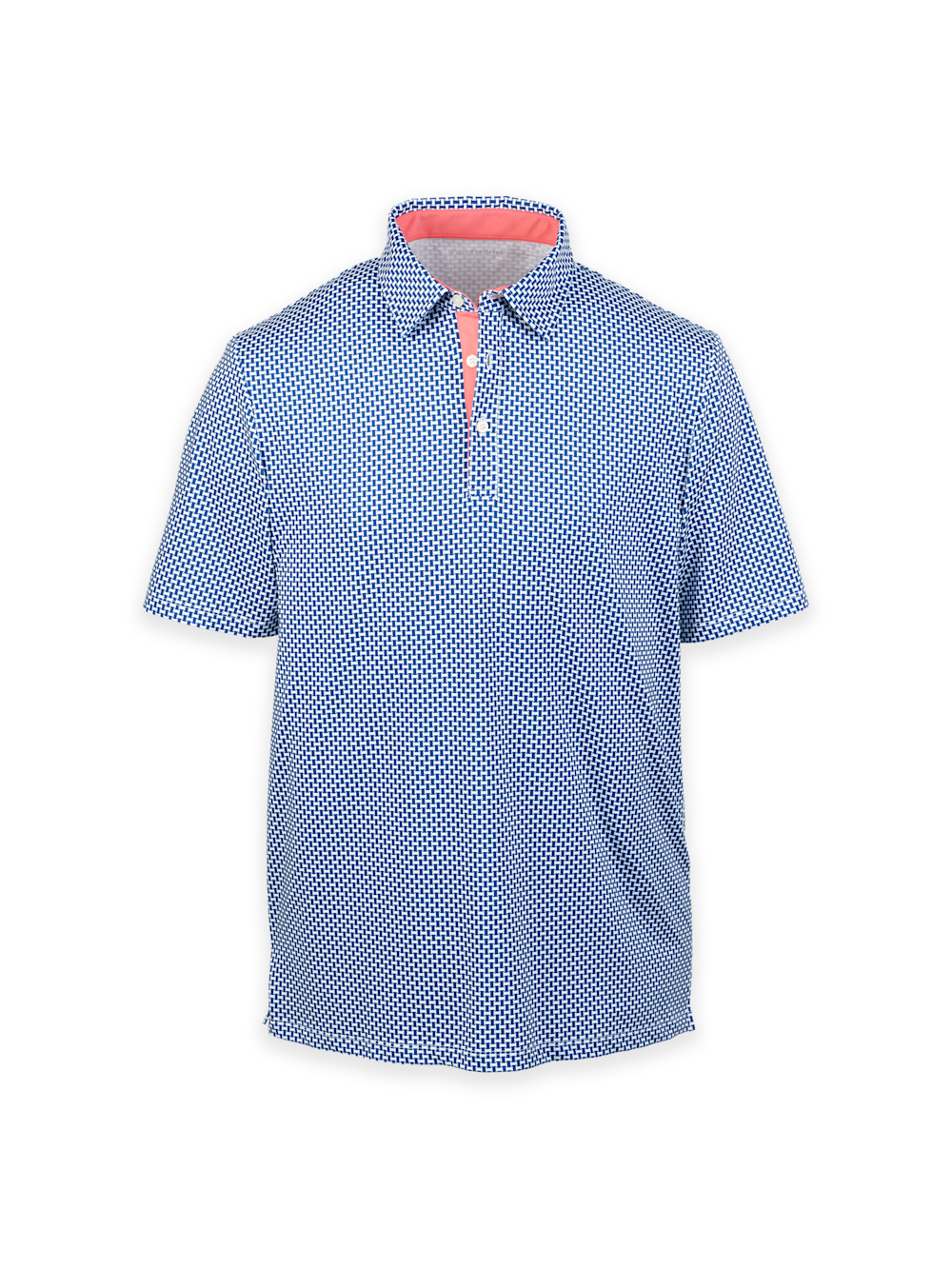 Product Image of Performance Blend Three Button Patterned Performance Polo-Navy