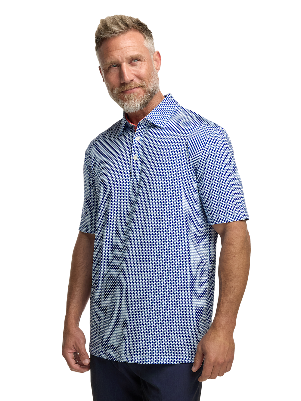 Alternate Image of Performance Blend Three Button Patterned Performance Polo-1