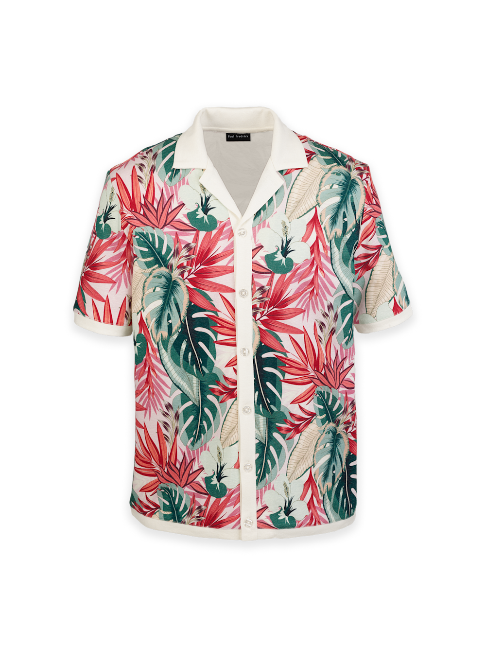 Product Image of Linen Blend Full Button Front Camp Collar-Pink Multi