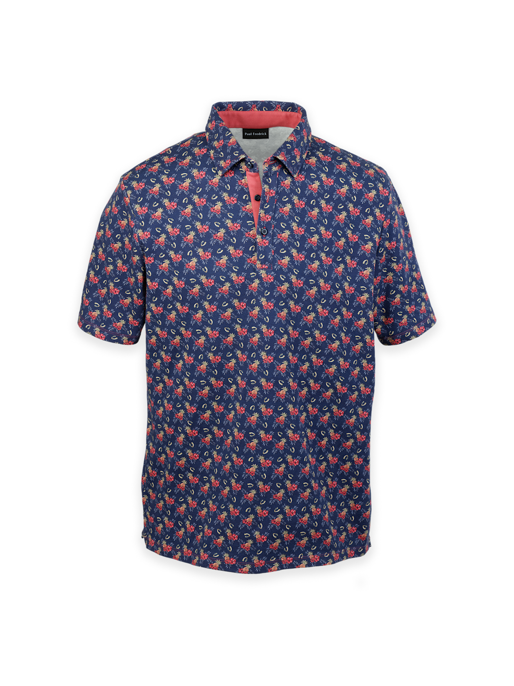 Product Image of Cotton Full Button Front Polo-Navy Multi