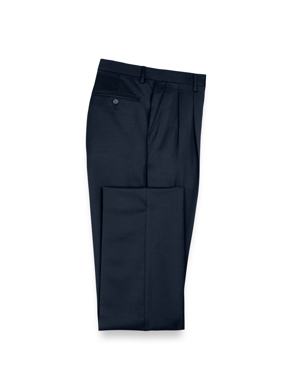 Product Image of Wool Gabardine Pants-Dark Navy#model_pleated front