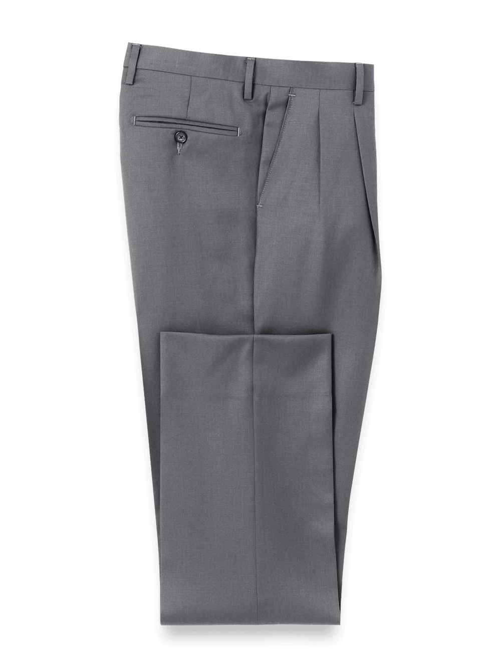 Product Image of Wool Gabardine Pants-Medium Grey#model_pleated front
