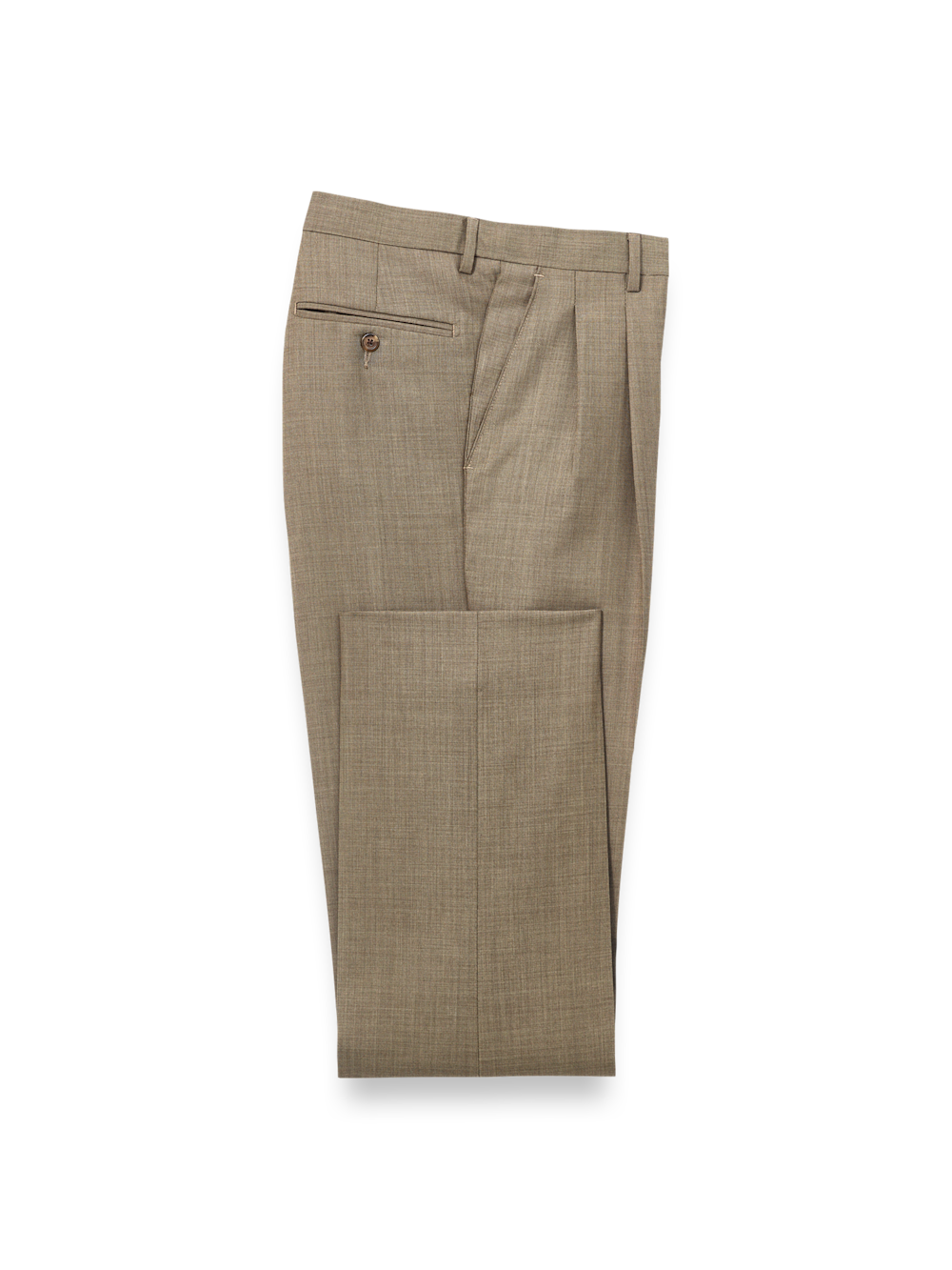 Product Image of Wool Sharkskin Pants-Light Brown#model_pleated front