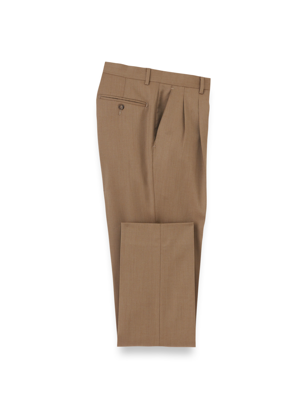 Product Image of Wool Gabardine Pants-Light Brown#model_pleated front