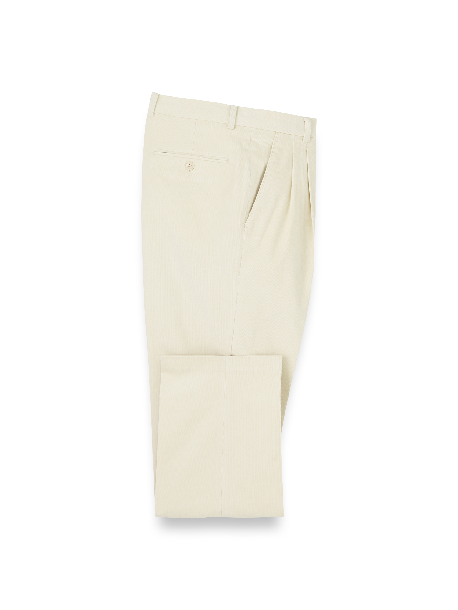 Product Image of Cotton Stretch Corduroy Pants-Winter White#model_pleated front