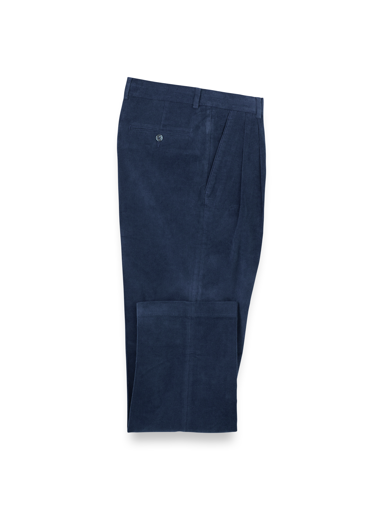 Product Image of Cotton Stretch Corduroy Pants-Blue#model_pleated front