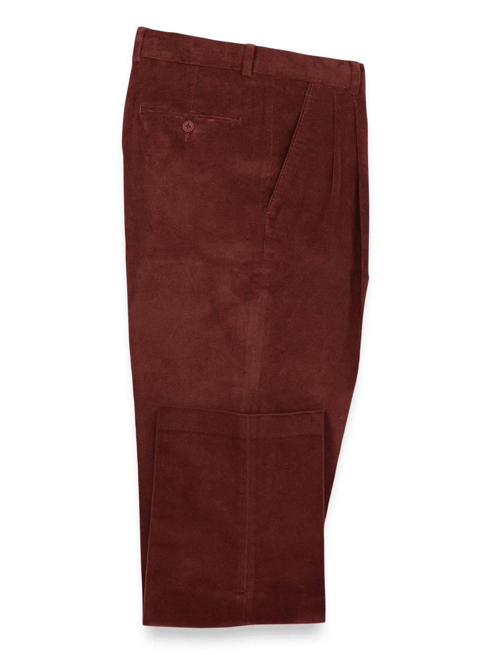 Product Image of Cotton Stretch Corduroy Pants-Burgundy#model_pleated front