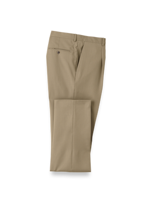 Wool Single Pleat Pants - British Tan