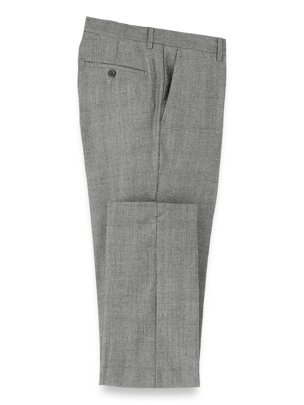 Product Image of Wool Flannel Plaid Pants-Black#model_flat front