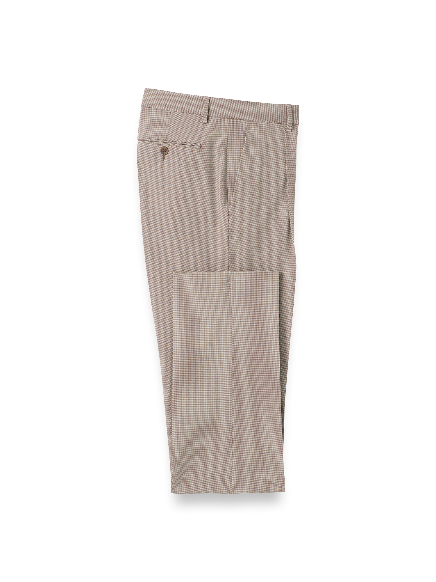 Product Image of Microfiber Check Single Pleat Pants-Brown/White