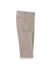 Microfiber Check Single Pleat Pants - Brown/white