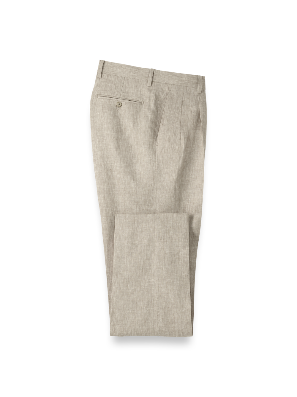 Product Image of Linen Chambray Twill Pants-Khaki#model_pleated front