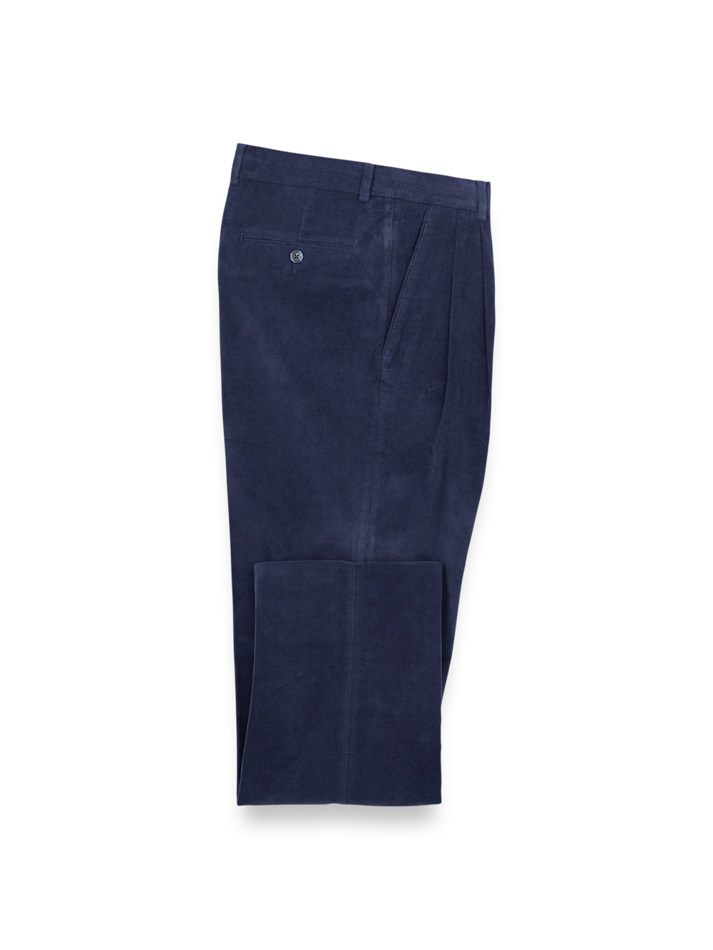 Product Image of Cotton Stretch Corduroy Pants-Blue#model_pleated front