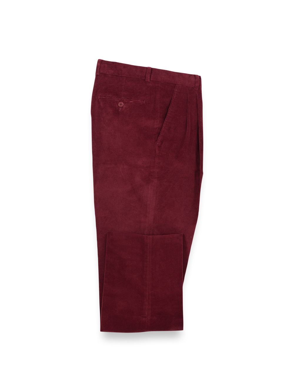 Product Image of Cotton Stretch Corduroy Pants-Burgundy#model_pleated front