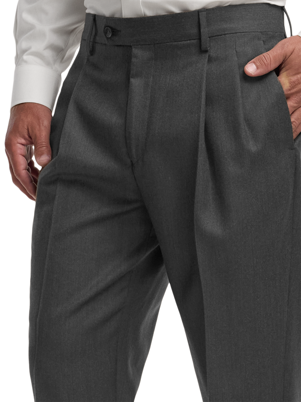 Alternate Image of Wool Flannel Solid Pants-2#model_pleated front