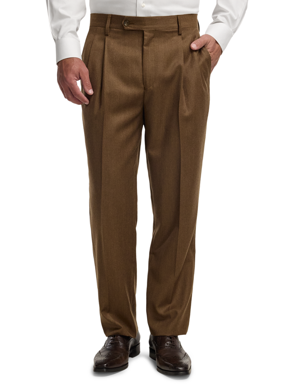 Alternate Image of Wool Flannel Solid Pants-1#model_pleated front