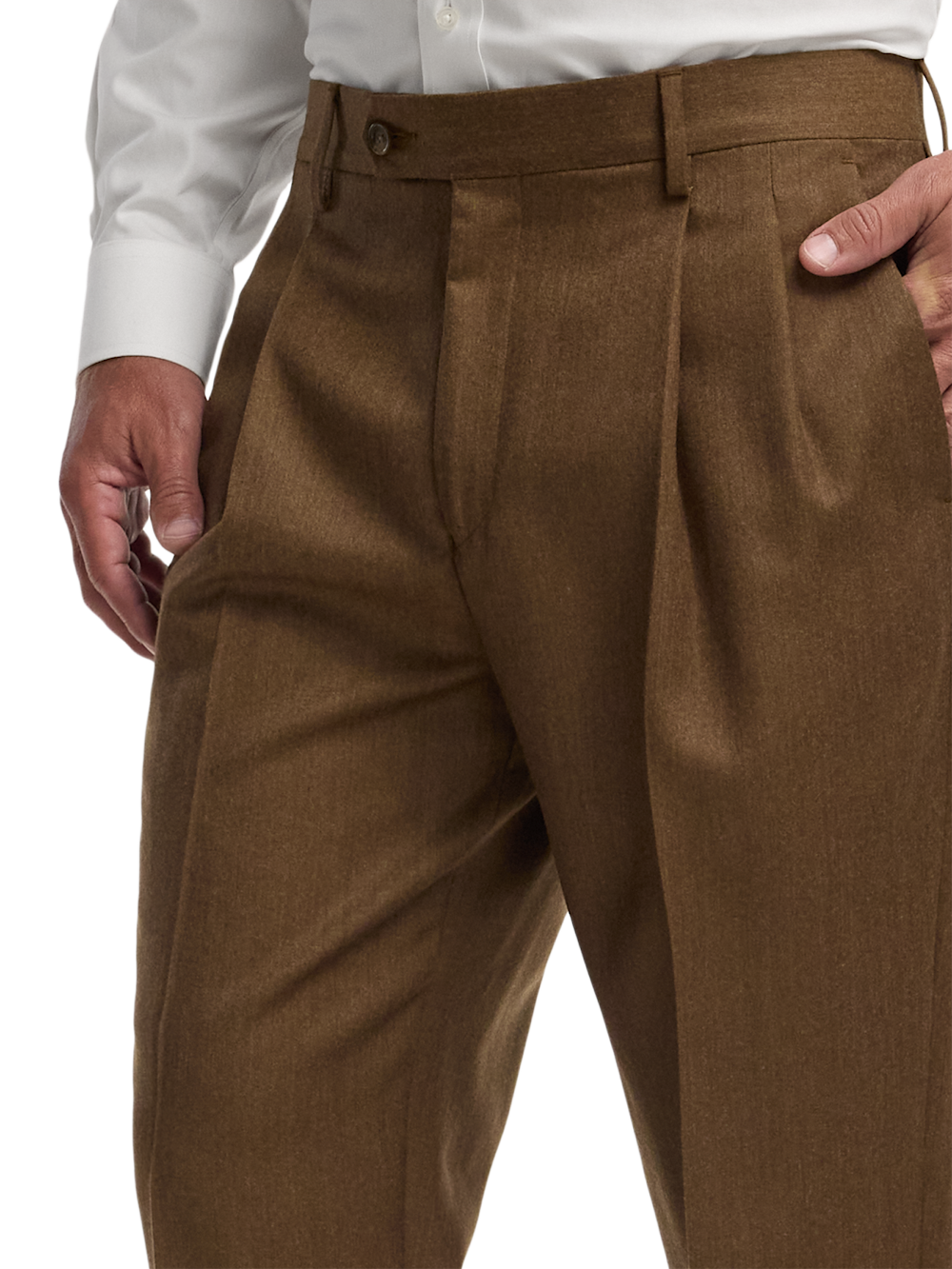 Alternate Image of Wool Flannel Solid Pants-2#model_pleated front