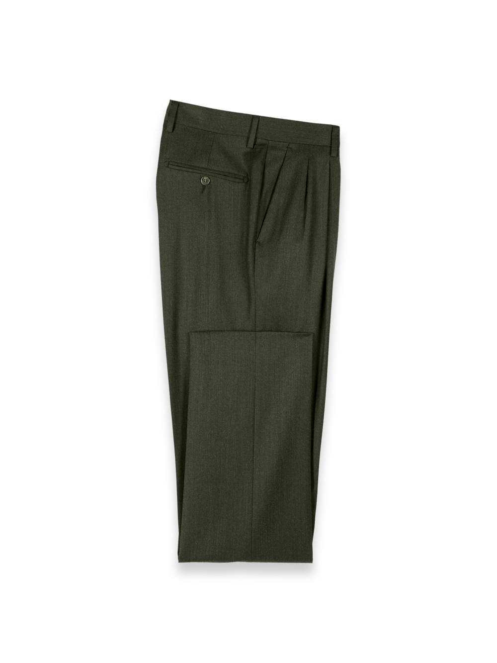 Product Image of Wool Flannel Solid Pants-Dark Green#model_pleated front