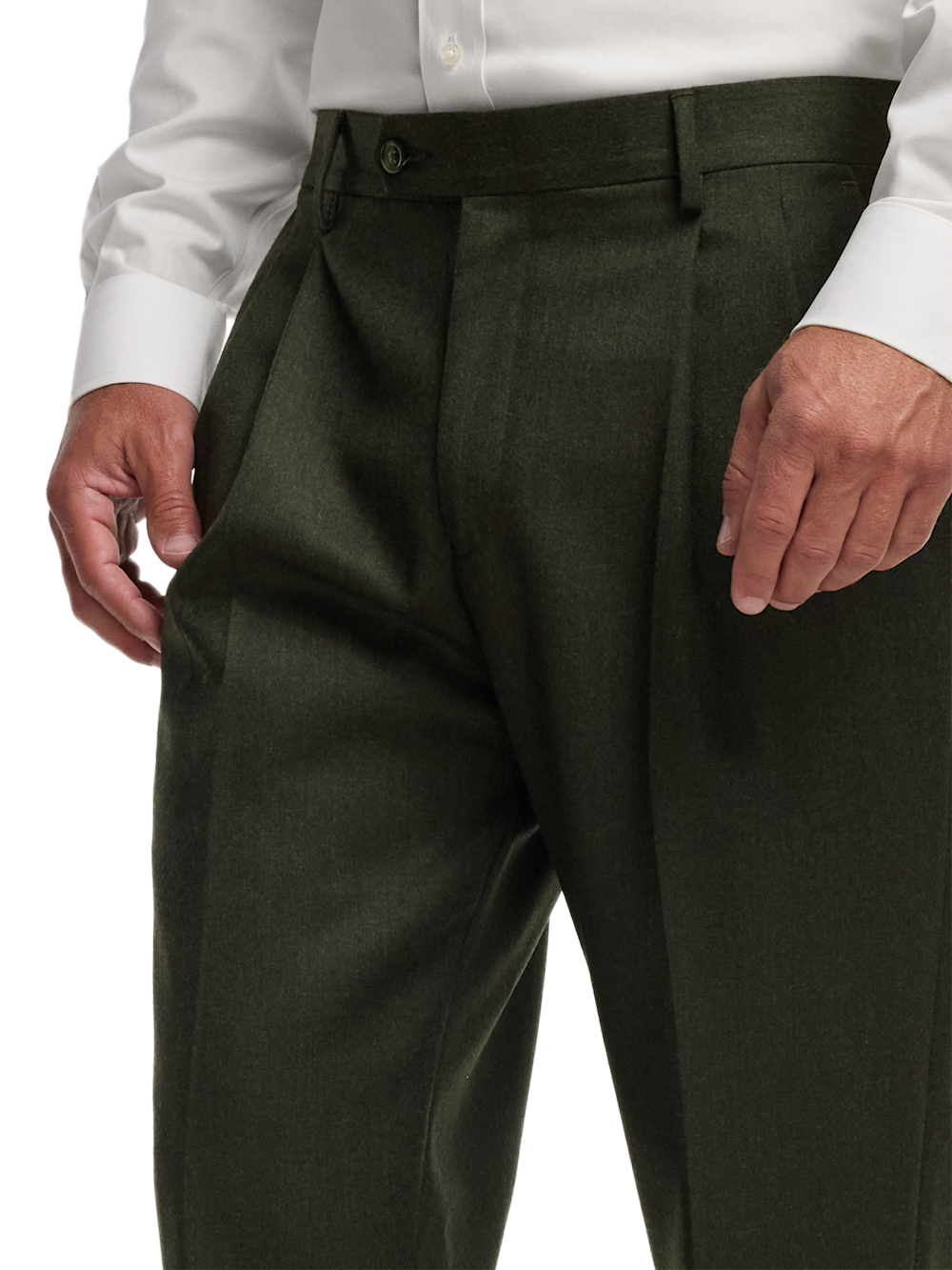 Alternate Image of Wool Flannel Solid Pants-2#model_pleated front