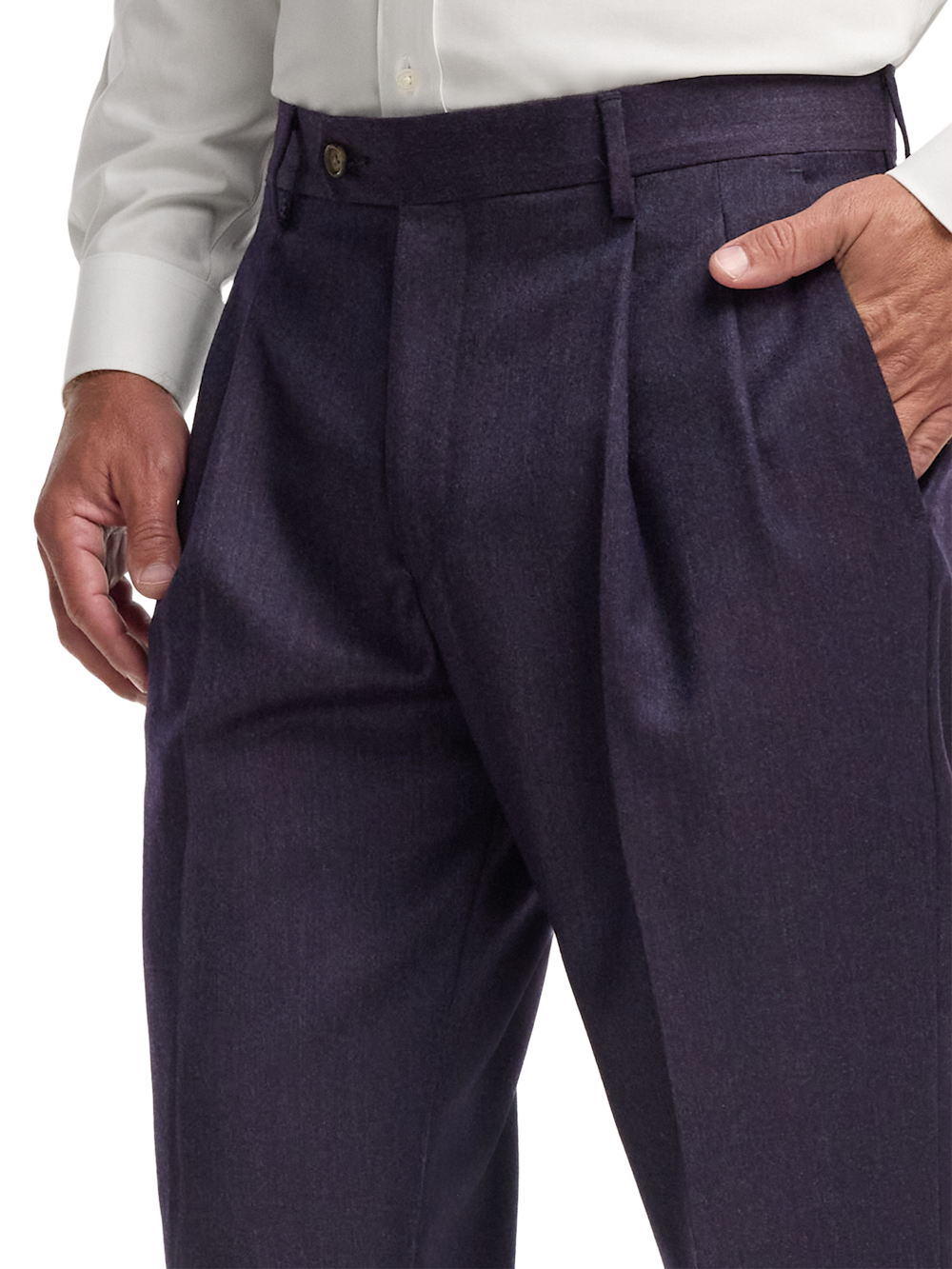 Alternate Image of Wool Flannel Solid Pants-2#model_pleated front