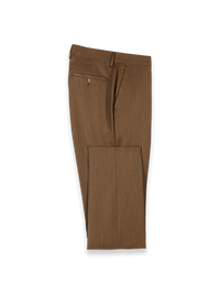 Wool Flannel Solid Pants - Brown