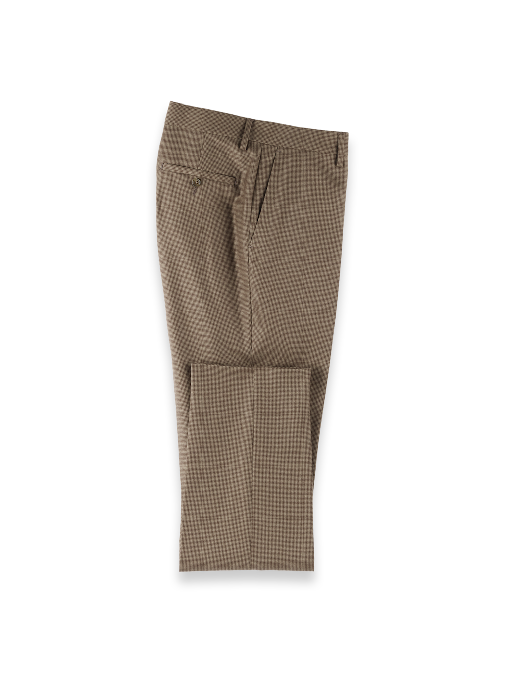 Product Image of Wool Flannel Houndstooth Pants-Brown#model_flat front