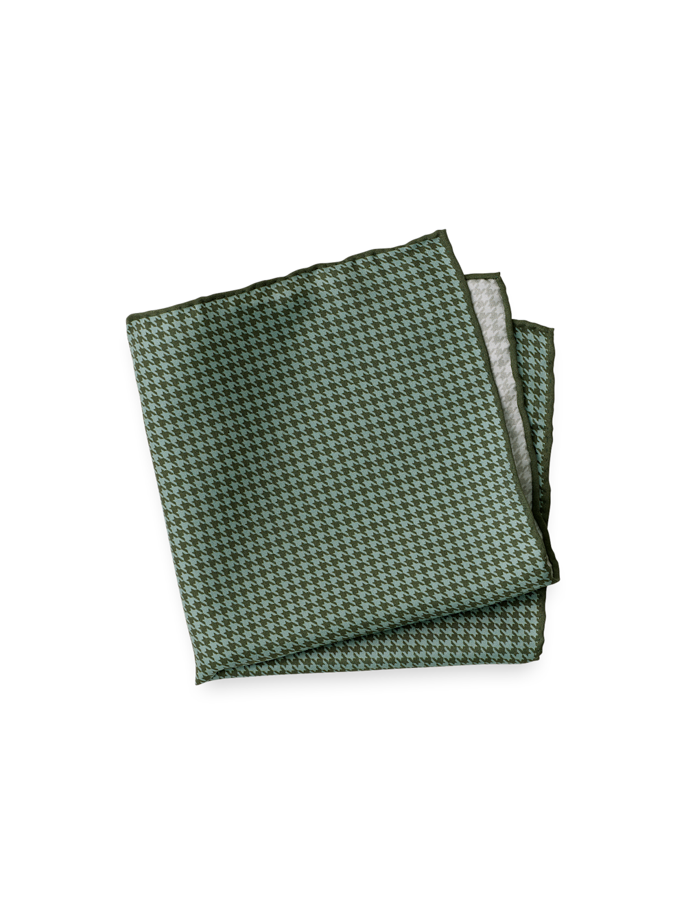 Product Image of Houndstooth Silk Pocket Square-Green