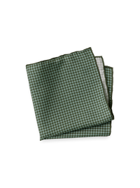 Houndstooth Silk Pocket Square - Green