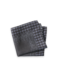 Geometric Silk Pocket Square - Black/grey