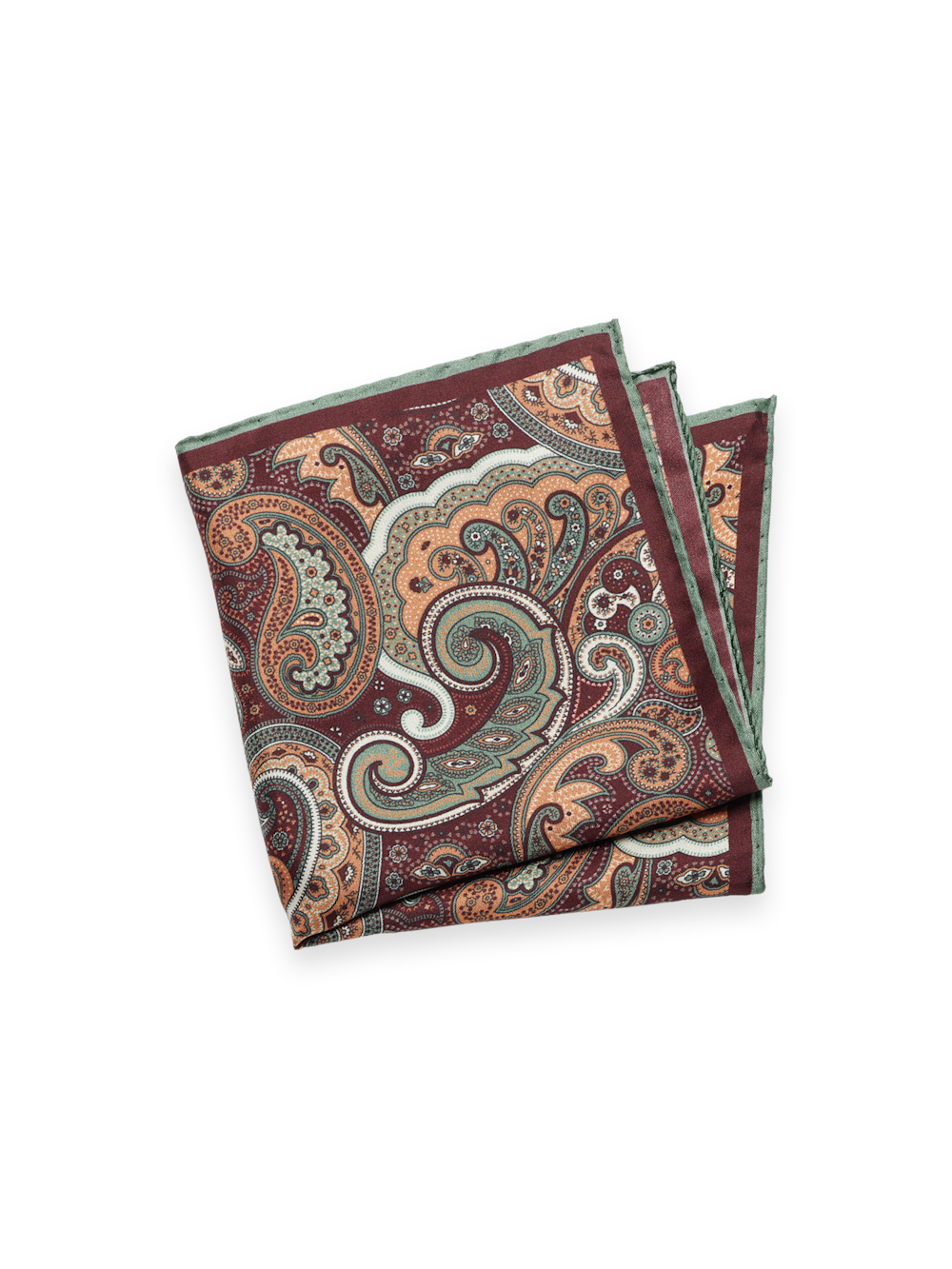 Product Image of Paisley Silk Pocket Square-Brown Multi