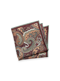 Paisley Silk Pocket Square - Brown Multi
