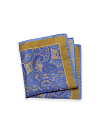 Paisley Silk Pocket Square - Gold/blue