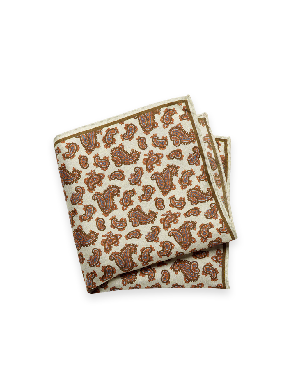 Product Image of Paisley Silk Pocket Square-Ivory Multi
