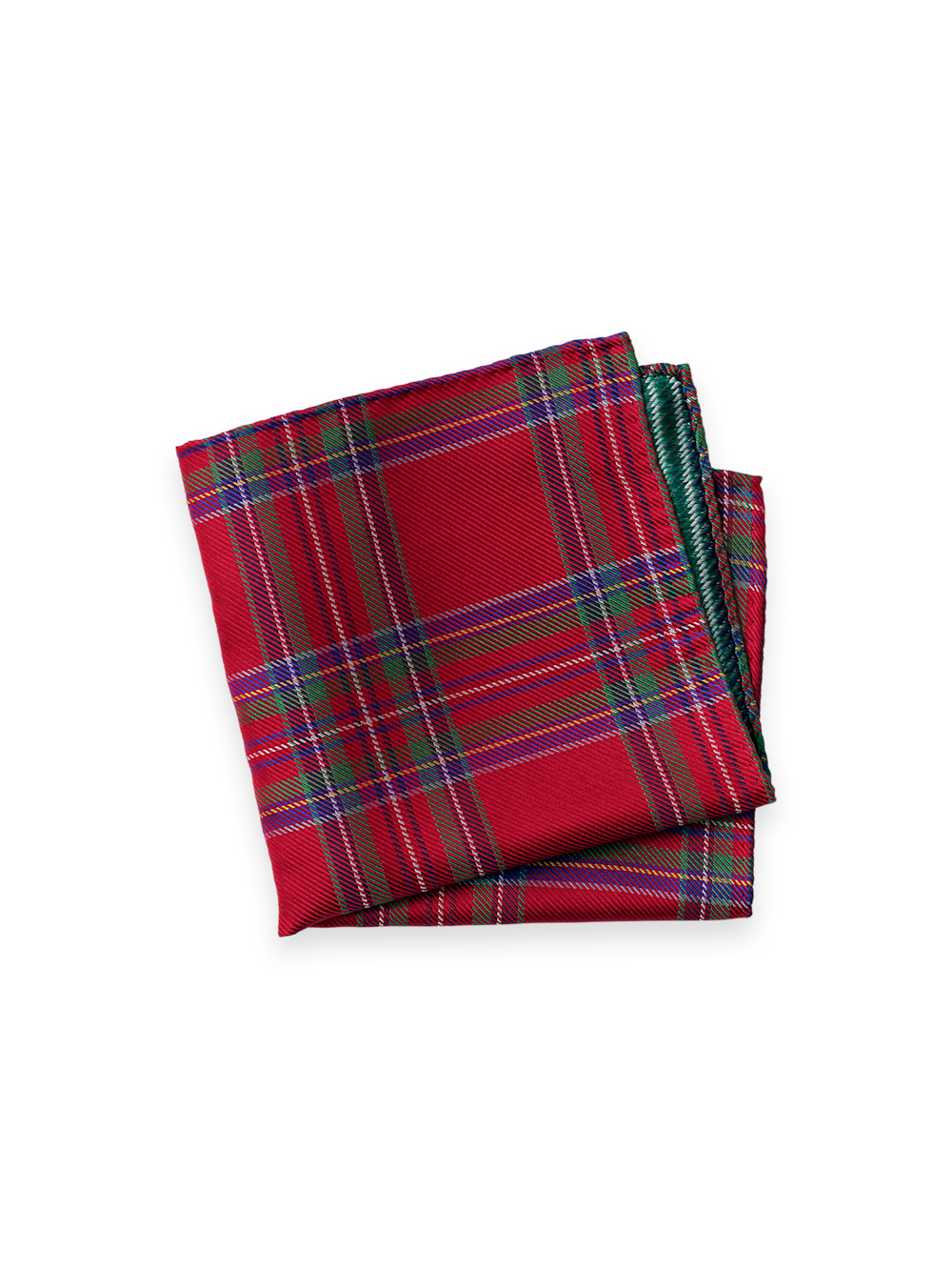 Product Image of Tartan Silk Pocket Square-Red Multi