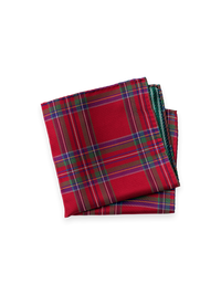 Tartan Silk Pocket Square - Red Multi