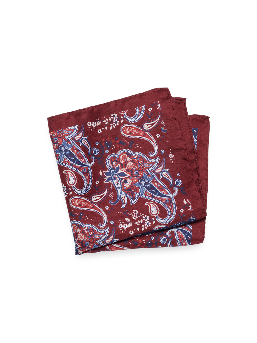 Product Image of Paisley Silk Pocket Square-Red/Blue