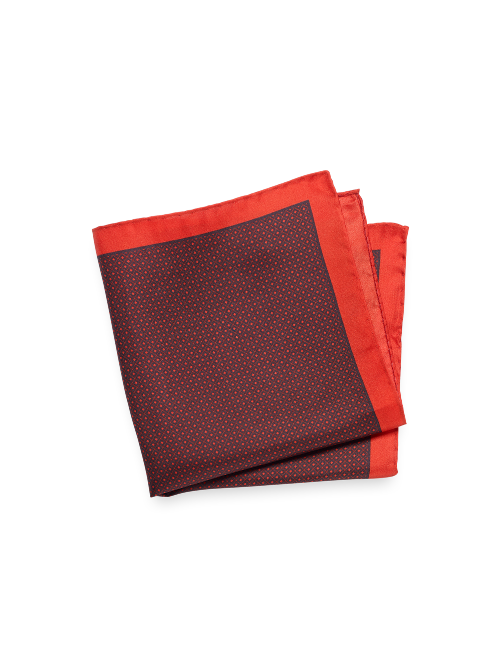 Product Image of Dot Silk Pocket Square-Black/Red