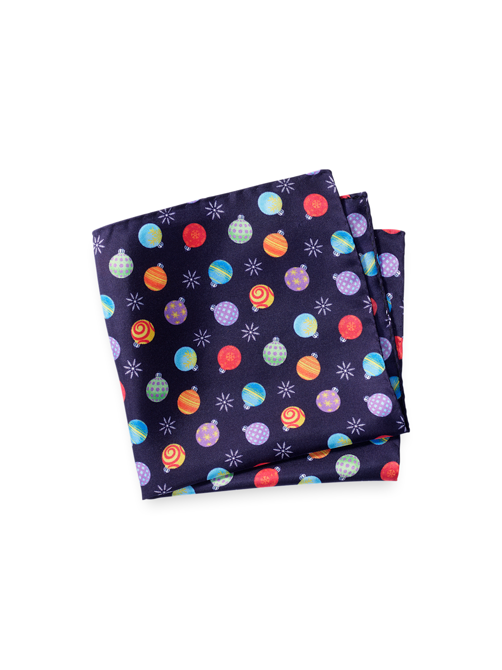 Product Image of Ornament Motif Silk Pocket Square-Navy Multi