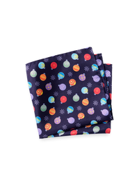 Ornament Motif Silk Pocket Square - Navy Multi