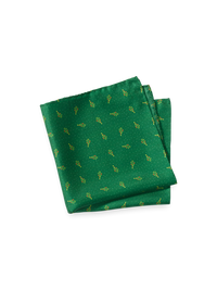 Christmas Tree Motif Silk Pocket Square - Green