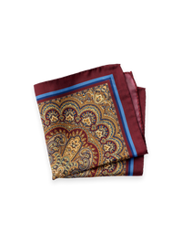 Medallion Silk Pocket Square - Burgundy Multi