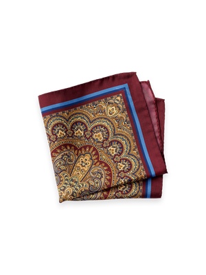 Medallion Silk Pocket Square - Burgundy Multi