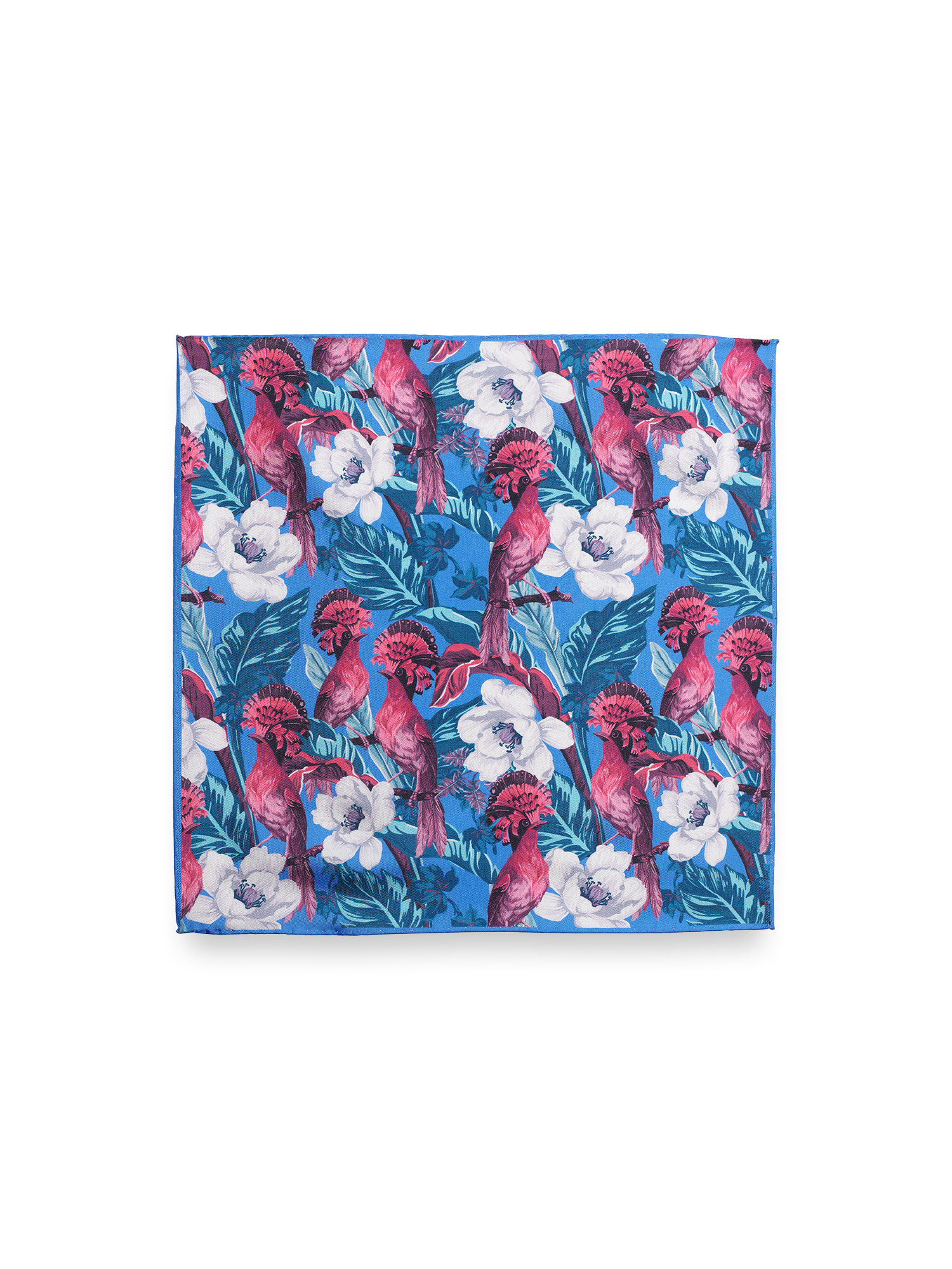 Floral Silk Pocket Square - Blue Multi