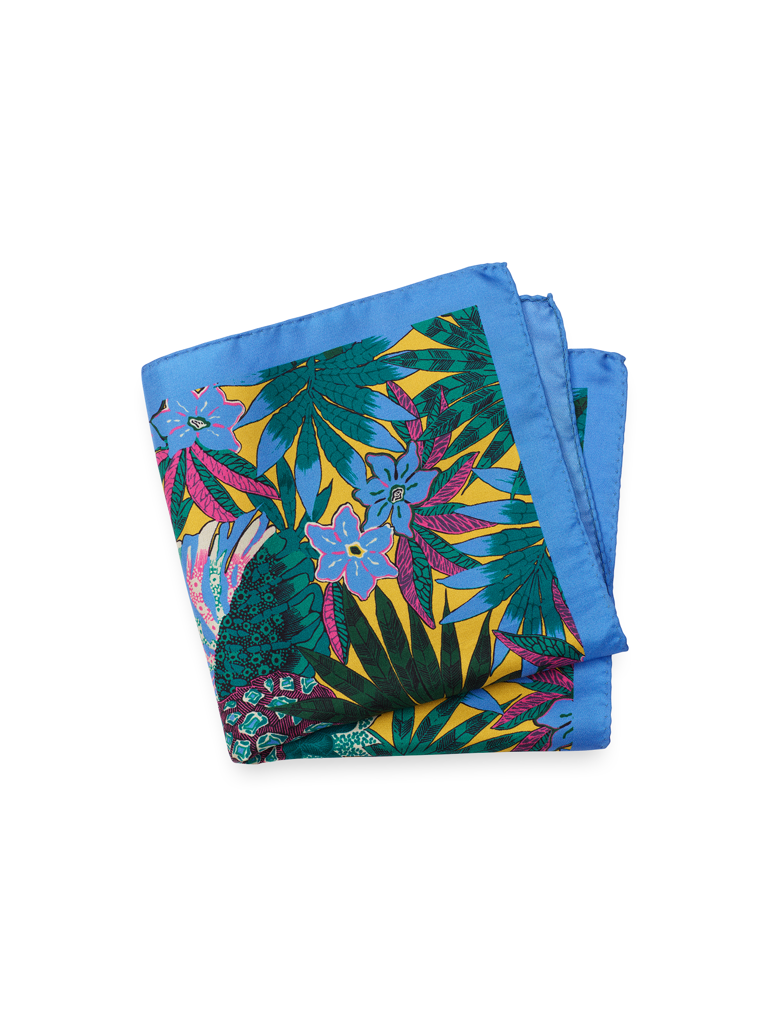 Botanical Silk Pocket Square - Yellow Multi