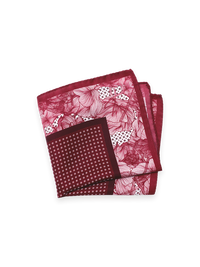 Floral Silk Pocket Square - Red