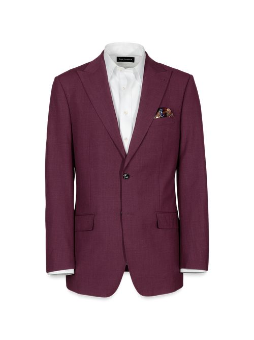 Wool Stretch Bengaline Peak Lapel Suit Jacket - Plum