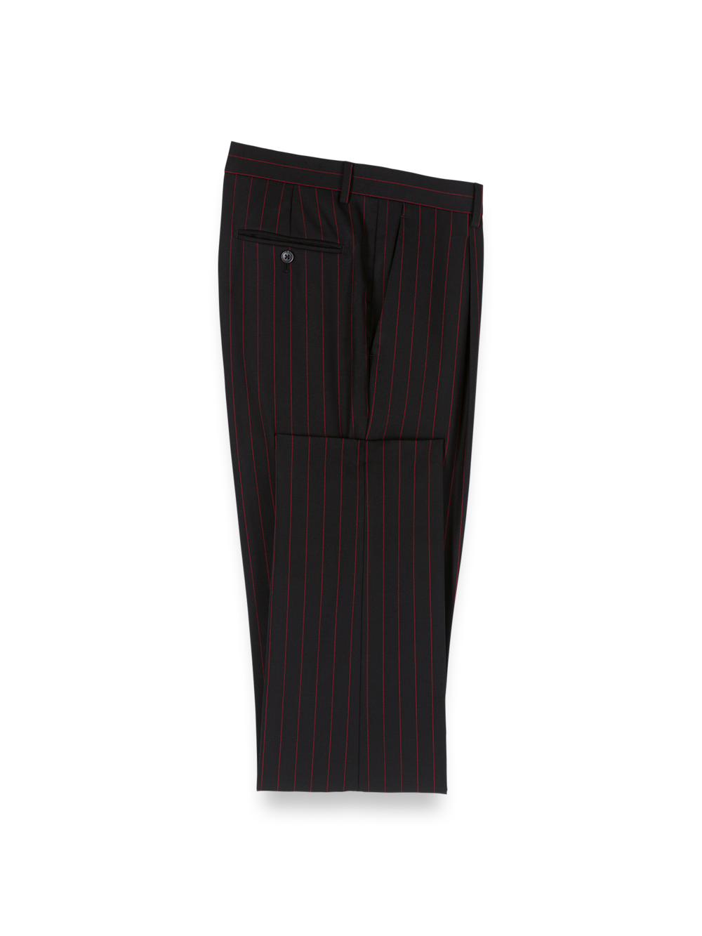 Product Image of Wool Stretch Plaid Single Pleat Suit Pants-Black/Red