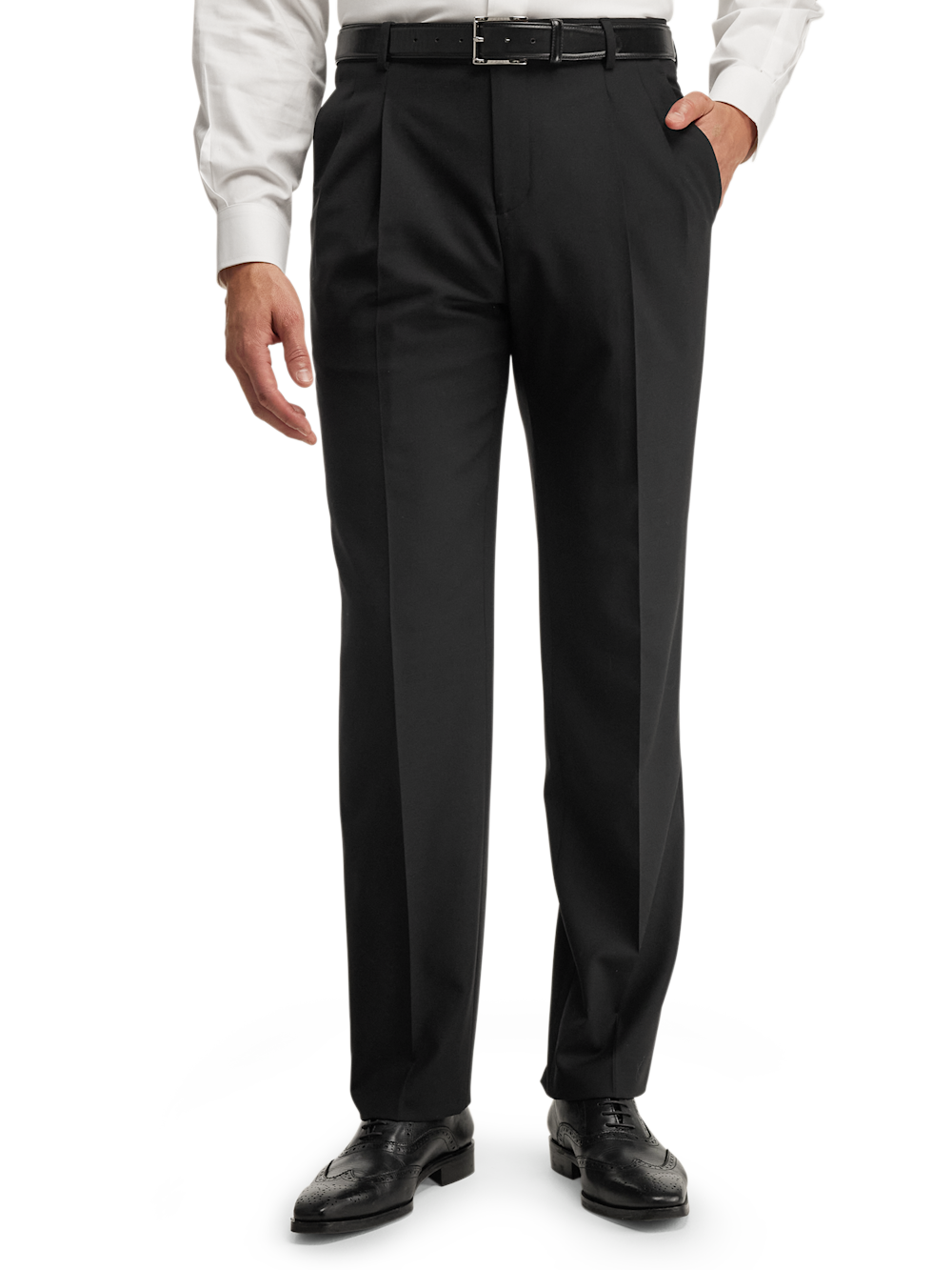 Alternate Image of Wool Stretch Bengaline Suit Pants-2#model_pleated front