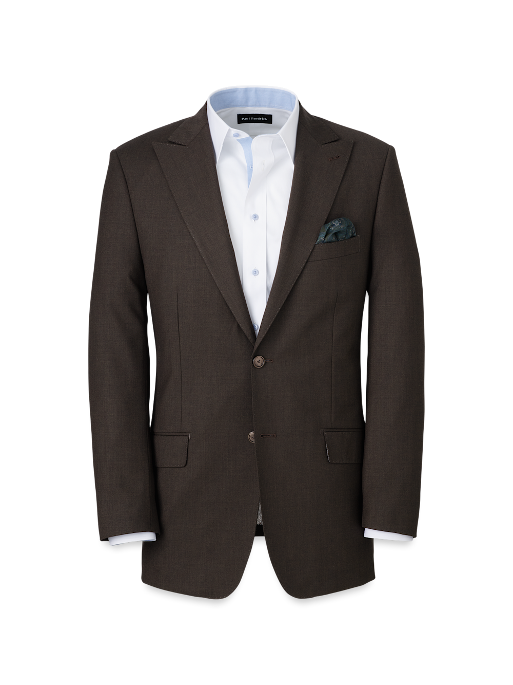Product Image of Wool Stretch Bengaline Peak Lapel Suit Jacket-Dark Brown
